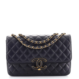 Chanel CC Chic Double Flap Bag Quilted Lambskin Medium