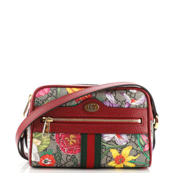 Gucci Ophidia Shoulder Bag Flora GG Coated Canvas Mini