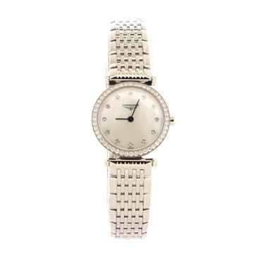 Longines La Grande Classique Quartz Watch Stainless Steel with Diamond Bezel and Markers and Mother of Pearl 24
