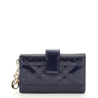 Christian Dior Lady Dior Card Case Cannage Stitch Patent