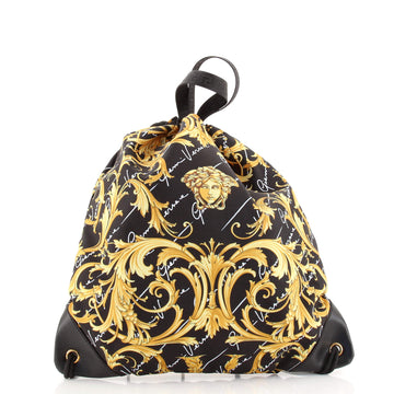 Versace Drawstring Tote Backpack Printed Canvas Medium