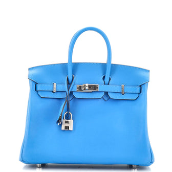 Hermes Birkin Handbag Blue Swift with Palladium Hardware 25