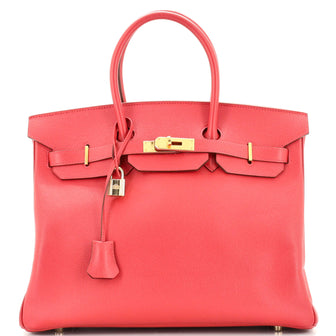 Hermes Birkin Handbag Red Epsom with Gold Hardware 35