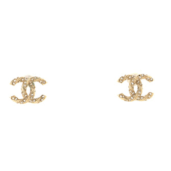 Chanel Twisted CC Stud Earrings Metal with Crystals