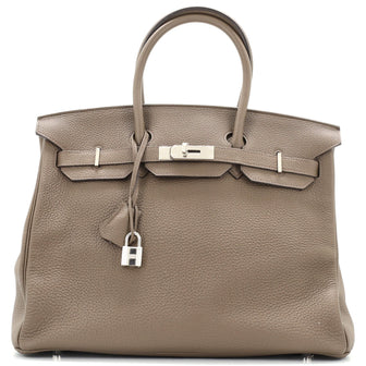 Hermes Birkin Handbag Grey Togo with Palladium Hardware 35