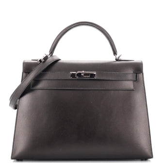 Hermes Millennium Moonlight Kelly Handbag Black Box with Ruthenium Hardware 32