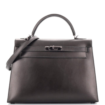Hermes Millennium Moonlight Kelly Handbag Black Box with Ruthenium Hardware 32