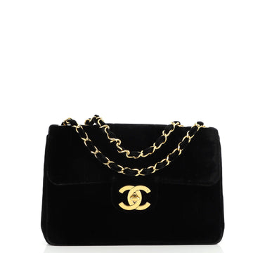 Chanel Vintage Classic Single Flap Bag Vertical Quilt Velvet Jumbo