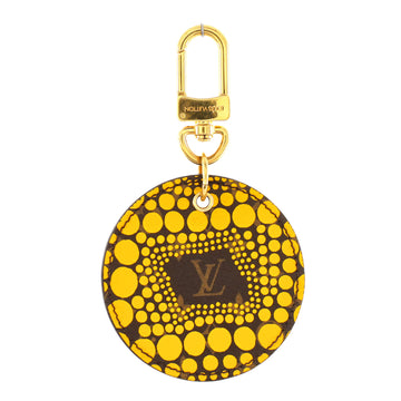Louis Vuitton Round Bag Charm and Key Holder Limited Edition Kusama Pumpkin Dots Monogram Canvas with Metal