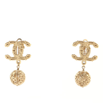 Chanel CC Dangle Lucky Charm Ball Clip-On Earrings Metal