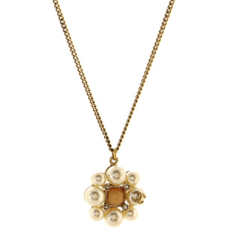 Chanel CC Cluster Pendant Necklace Metal and Faux Pearls with Crystals and Gripoix