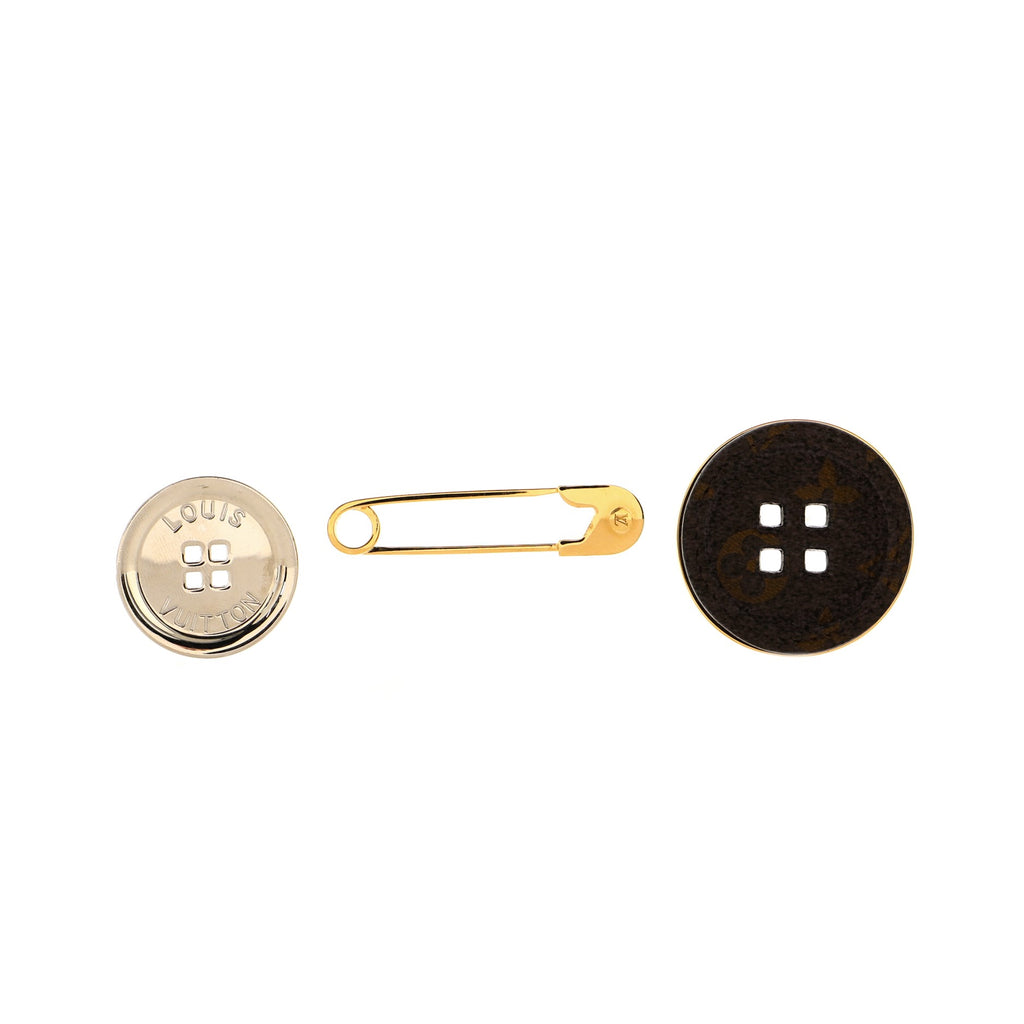 Louis Vuitton Buttons and Safety Pin Set Brooch Metal with Monogram Canvas  Brown 14379572