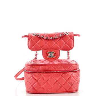 Chanel Zip Around Flap Backpack Quilted Crumpled Calfskin and PVC Small