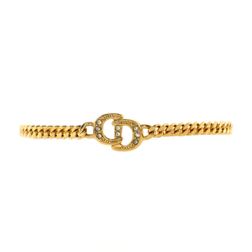 Christian Dior Vintage CD Chain Bracelet Metal with Crystals