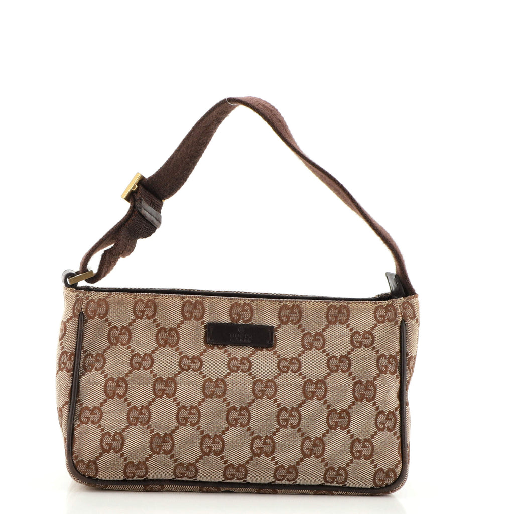 Gucci, Bags, Gucci Vintage Pochette Shoulder Bag Gg Canvas Small Brown