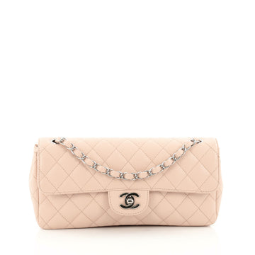 Chanel Classic Single Flap Bag Quilted Caviar East West Neutral