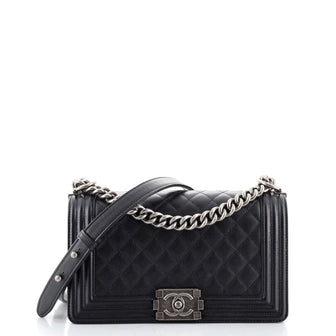 Chanel Boy Flap Bag Quilted Caviar Old Medium