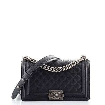 Chanel Boy Flap Bag Quilted Caviar Old Medium