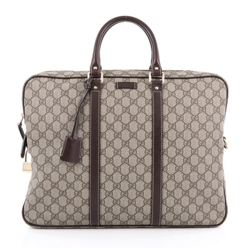 Gucci Convertible Briefcase GG Coated Canvas Large Brown