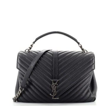 Saint Laurent Classic Monogram College Bag Matelasse Chevron Leather Large