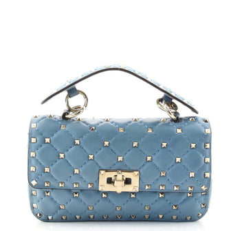Valentino Rockstud Spike Flap Bag Quilted Leather Small