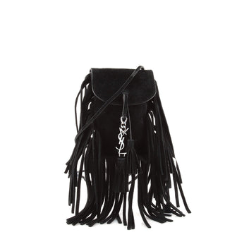 Saint Laurent Anita Flat Fringe Crossbody Bag Suede Mini