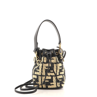 Fendi Mon Tresor Bucket Bag Zucca Raffia Mini