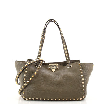 Valentino Rockstud Tote Pebbled Leather Small