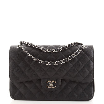 Chanel Classic Double Flap Bag Quilted Caviar Jumbo