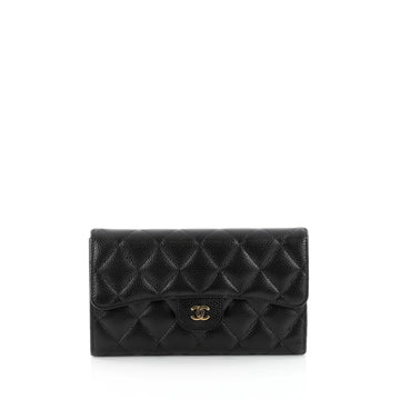 Chanel L Flap Wallet Quilted Caviar Long Black