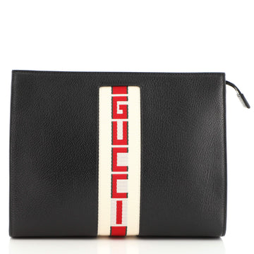Gucci Logo Stripe Pouch Leather