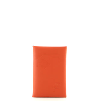 Hermes Calvi Card Holder Embossed Leather