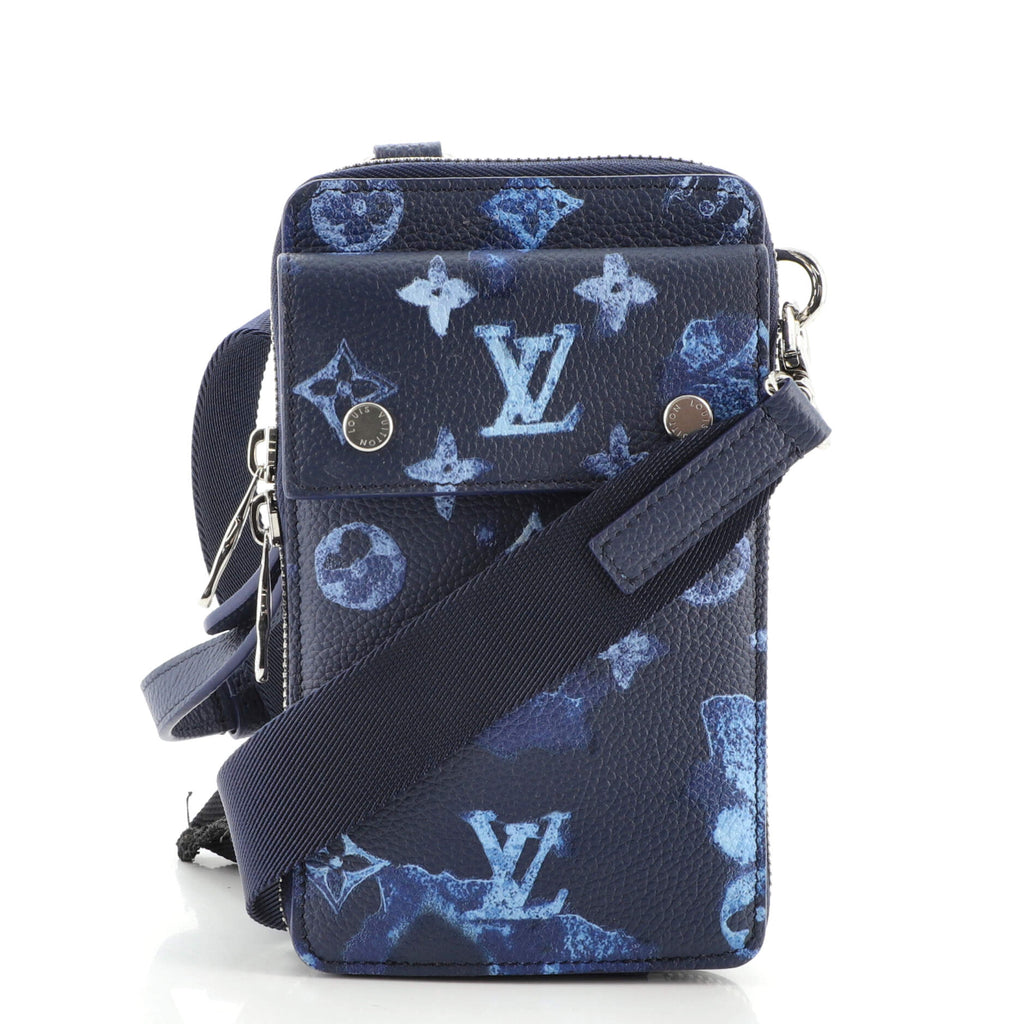 Louis Vuitton Phone Pouch Limited Edition Monogram Ink Watercolor Leather  Blue