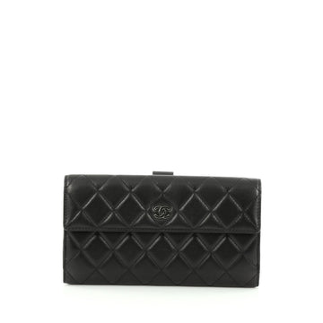 Chanel L-Double Wallet Quilted Lambskin Long black