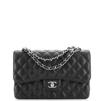 Chanel Classic Double Flap Bag Quilted Caviar Jumbo