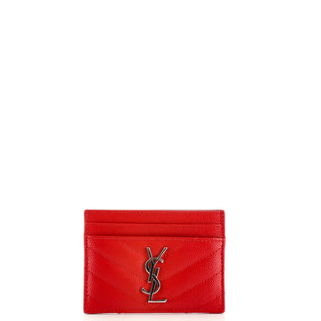 Saint Laurent Classic Monogram Card Holder Matelasse Chevron Leather