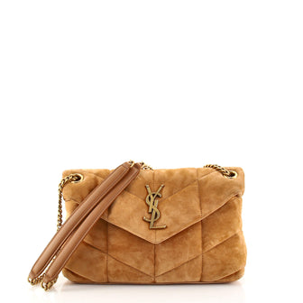 Saint Laurent LouLou Puffer Shoulder Bag Quilted Suede Small