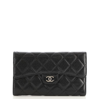 Chanel L-Flap Wallet Quilted Caviar Long
