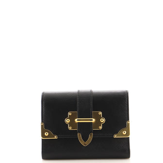 Prada Cahier Trifold Wallet Saffiano Leather Compact