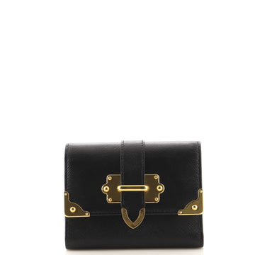 Prada Cahier Trifold Wallet Saffiano Leather Compact