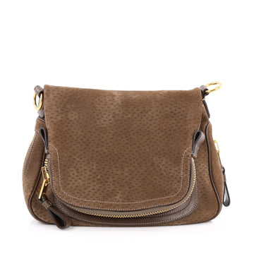 Tom Ford Jennifer Shoulder Bag Peccary Embossed Leather Medium brown