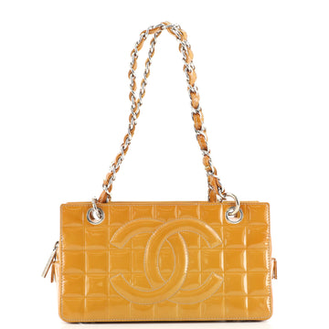 Chanel Chocolate Bar CC Zip Tote Quilted Patent Small