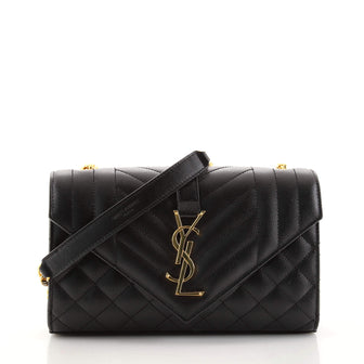 Saint Laurent Classic Monogram Envelope Satchel Mixed Matelasse Leather Small