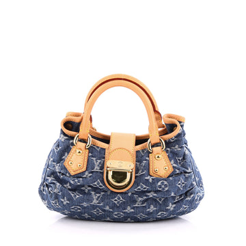 Louis Vuitton Pleaty Handbag Denim Small blue