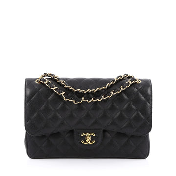 Chanel Classic Double Flap Bag Quilted Caviar Jumbo black