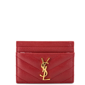 Saint Laurent Classic Monogram Card Holder Matelasse Chevron Leather