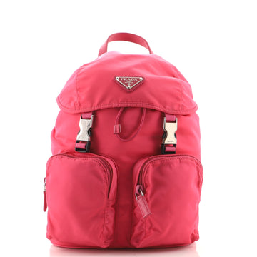 Prada Double Pocket Buckle Backpack Tessuto Small