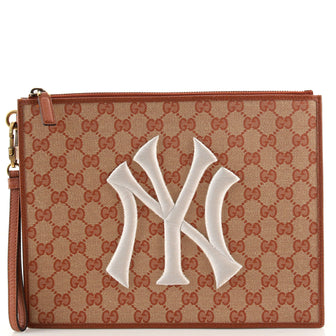 Gucci MLB Zip Pouch GG Canvas with Applique Medium
