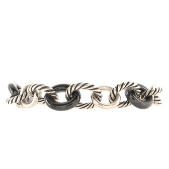 David Yurman Oval Link Bracelet Sterling Silver with Ceramic XL
