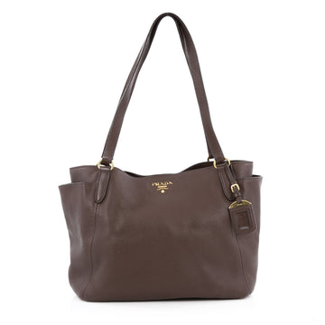 Prada Side Pocket Tote Vitello Daino Medium brown